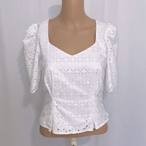 Antonio Melani Oda Puff Sleeve Eyelet blouse